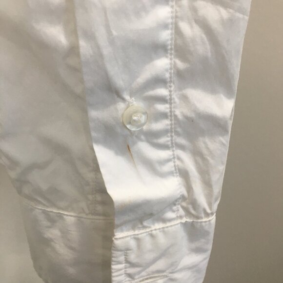 FRANK & EILEEN White Long Sleeve Italian Cotton Relaxed Fit Hi Low Button Shirt - Picture 12 of 16